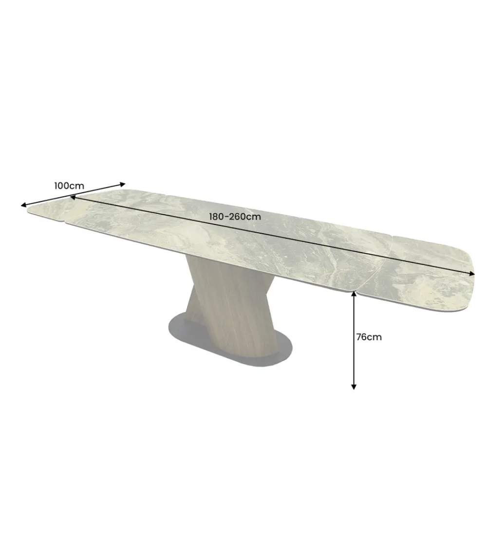 Stół rozkładany ELEMENTS od 180 do 260 cm blat ceramika w optyce marmuru*Invicta Interior Sale