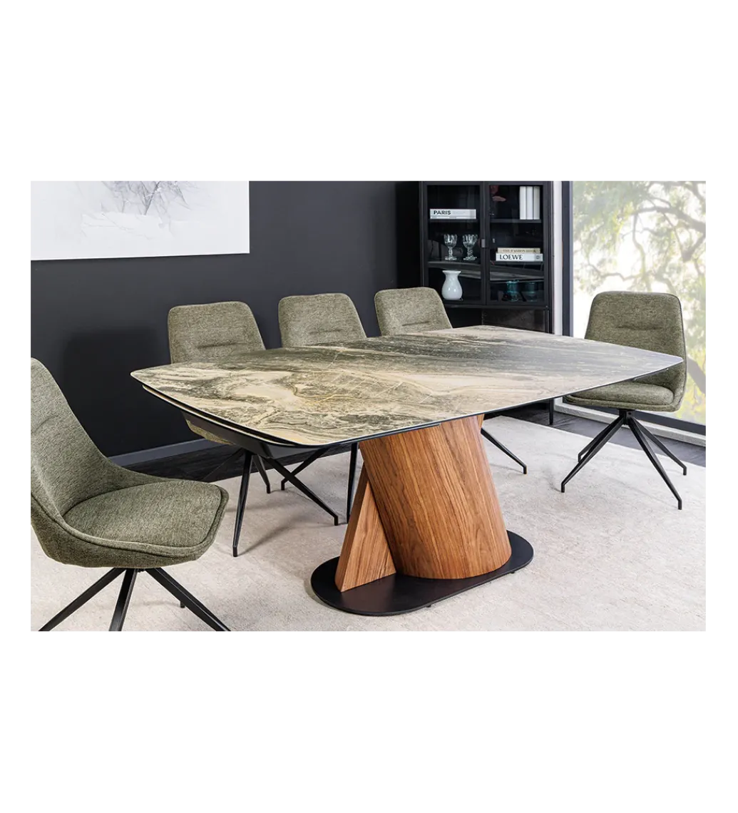 Stół rozkładany ELEMENTS od 180 do 260 cm blat ceramika w optyce marmuru*Invicta Interior Sale