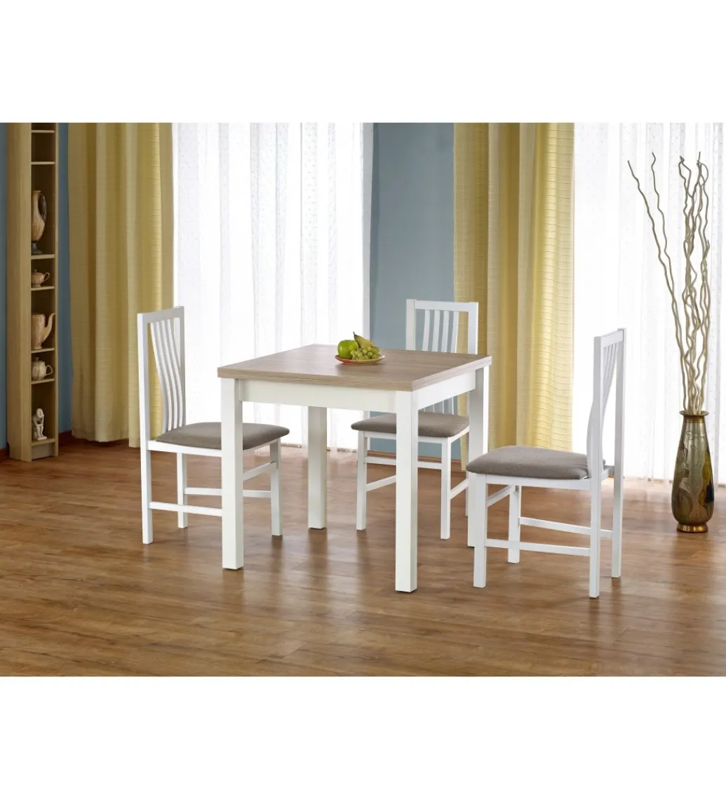 Stół rozkładany GRACJAN 80 cm - 160 cm w kolorze dąb sonoma z kolorem białym*Halmar Online