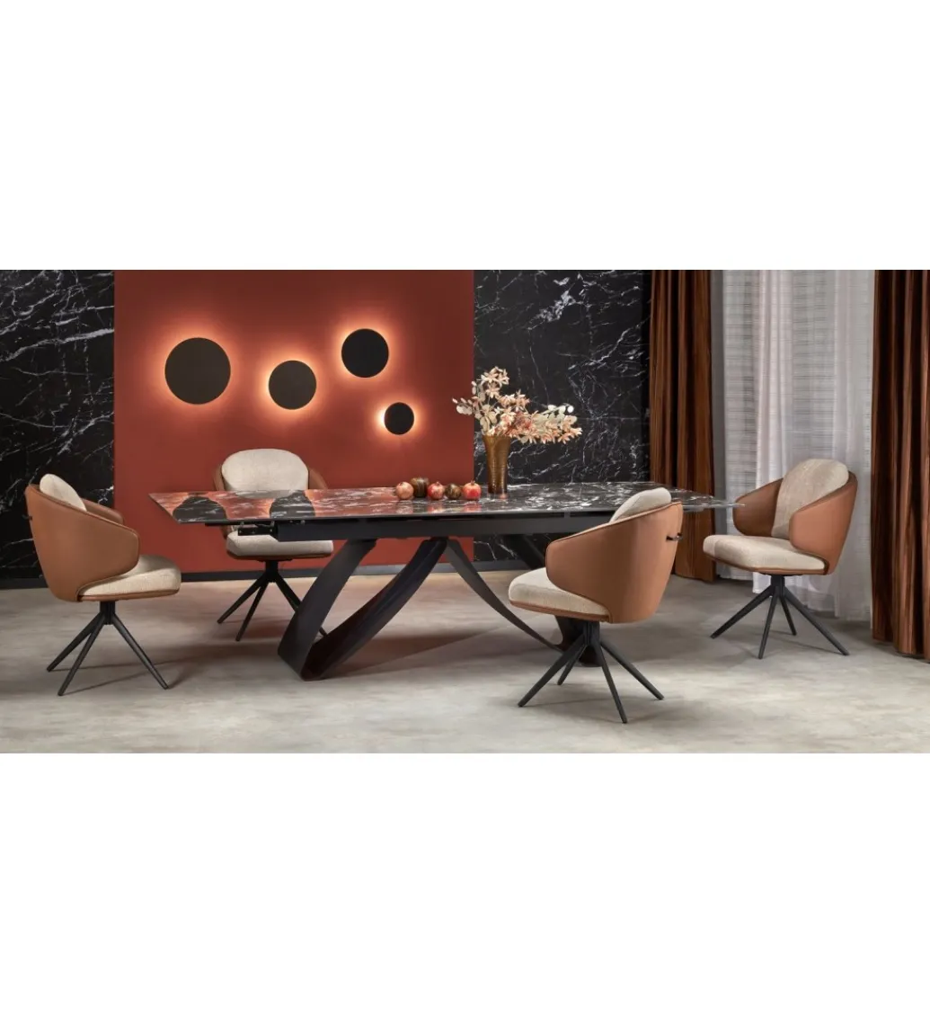 Stół rozkładany HILARIO 180 cm - 260 cm ceramika w optyce czarnego marmuru*Halmar Discount