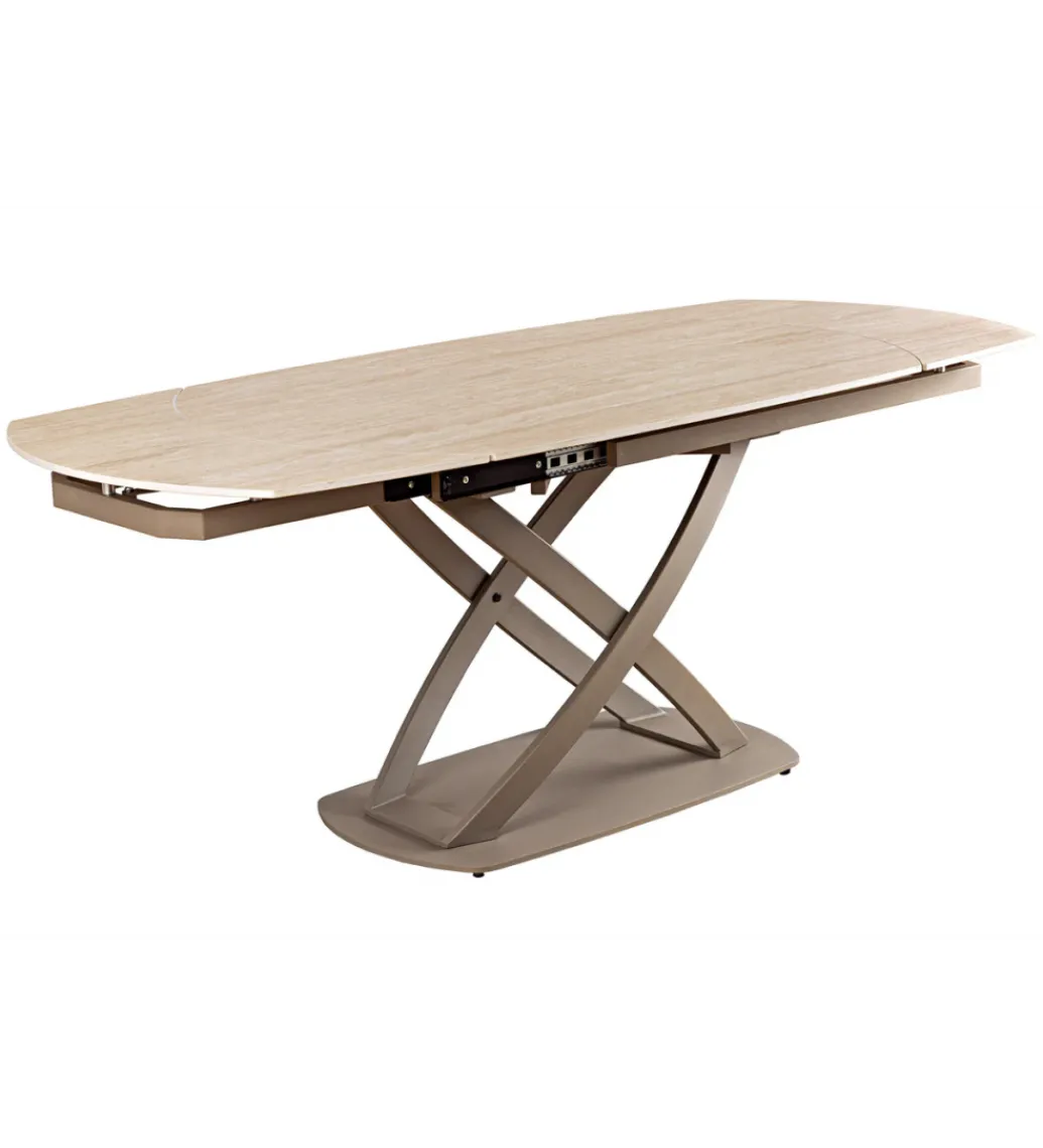 Stół rozkładany INCEPTION 130-190 cm ceramiczny blat z trawertynu beż*Invicta Interior Sale