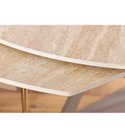 Stół rozkładany INCEPTION 130-190 cm ceramiczny blat z trawertynu beż*Invicta Interior Sale