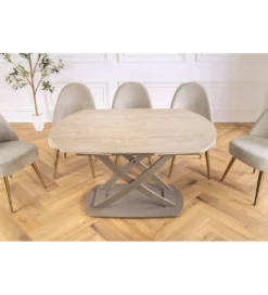 Stół rozkładany INCEPTION 130-190 cm ceramiczny blat z trawertynu beż*Invicta Interior Sale
