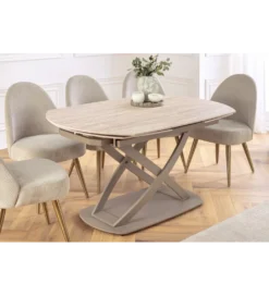 Stół rozkładany INCEPTION 130-190 cm ceramiczny blat z trawertynu beż*Invicta Interior Sale