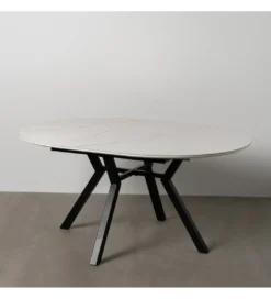 Stół rozkładany JAMEOX 120 cm czarny blat ceramika w optyce marmuru*Zona-Design Best