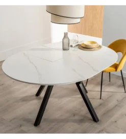 Stół rozkładany JAMEOX 120 cm czarny blat ceramika w optyce marmuru*Zona-Design Best