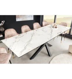 Stół rozkładany MONTREAL Marvelous 180 Cm - 220 Cm - 260 cm Ceramika W Optyce białego Marmuru*Invicta Interior Online