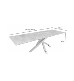 Stół rozkładany MONTREAL Marvelous 180 Cm - 220 Cm - 260 cm Ceramika W Optyce białego Marmuru*Invicta Interior Online