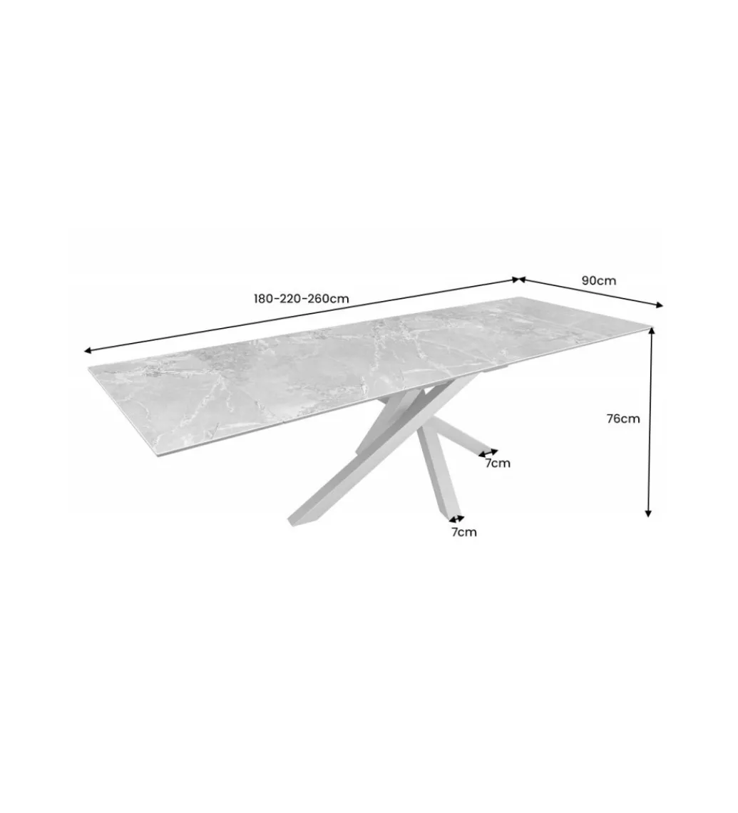 Stół rozkładany MONTREAL Marvelous 180 Cm - 220 Cm - 260 cm Ceramika W Optyce białego Marmuru*Invicta Interior Online