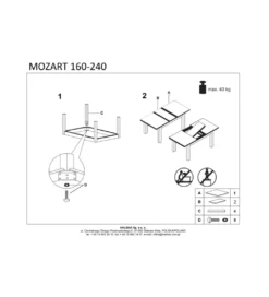 Stół rozkładany MOZART 160 cm - 240 cm biały*Halmar