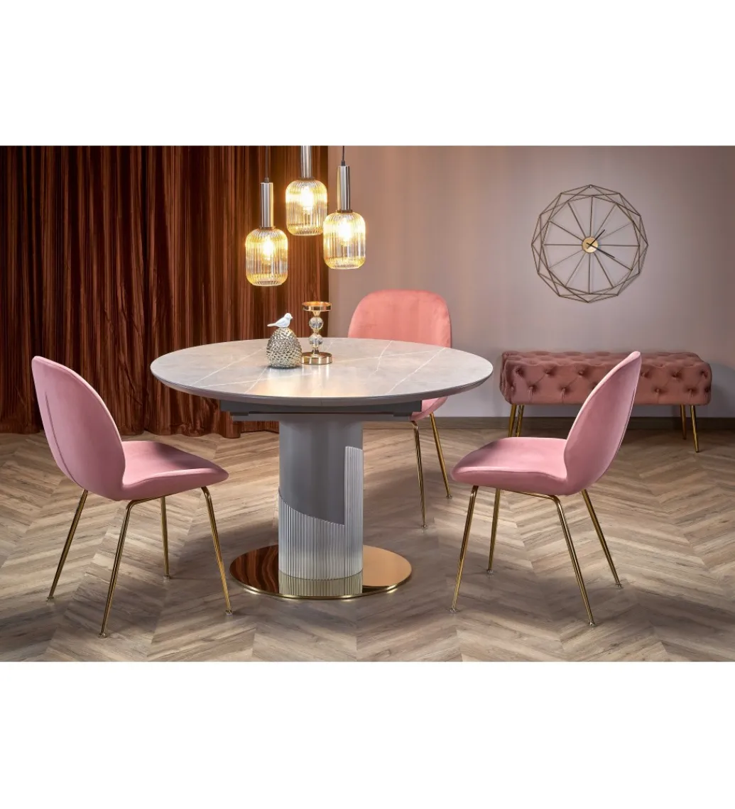 Stół rozkładany MUSCAT 120 cm - 160 cm w optyce szarego marmuru*Halmar Online