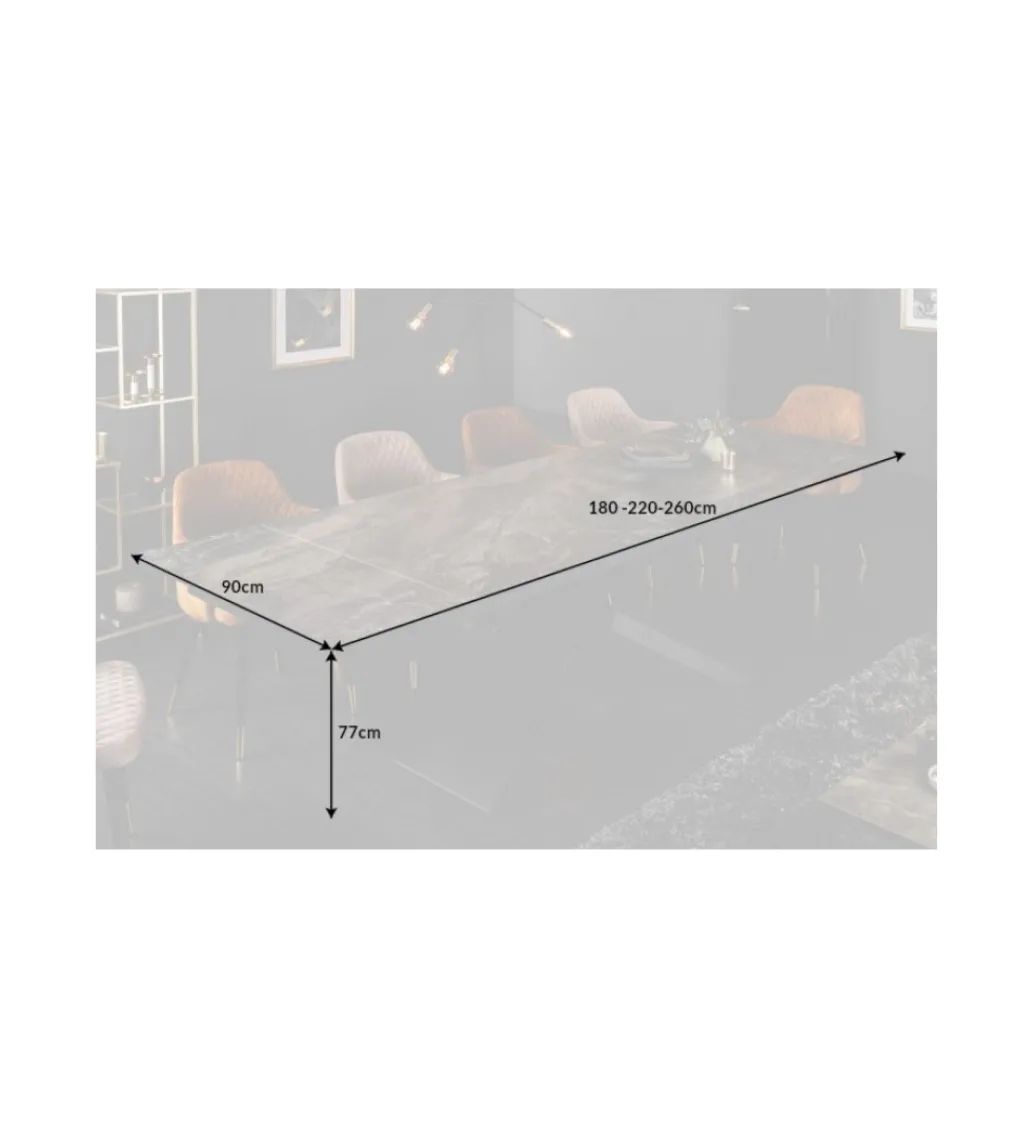 Stół Rozkładany ONTARIO Euphoria180 Cm - 220 Cm - 260 Cm Ceramika W Optyce Marmuru*Invicta Interior Discount
