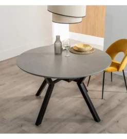 Stół rozkładany PATARASO 120 cm ceramika szara nogi czarne*Zona-Design Sale