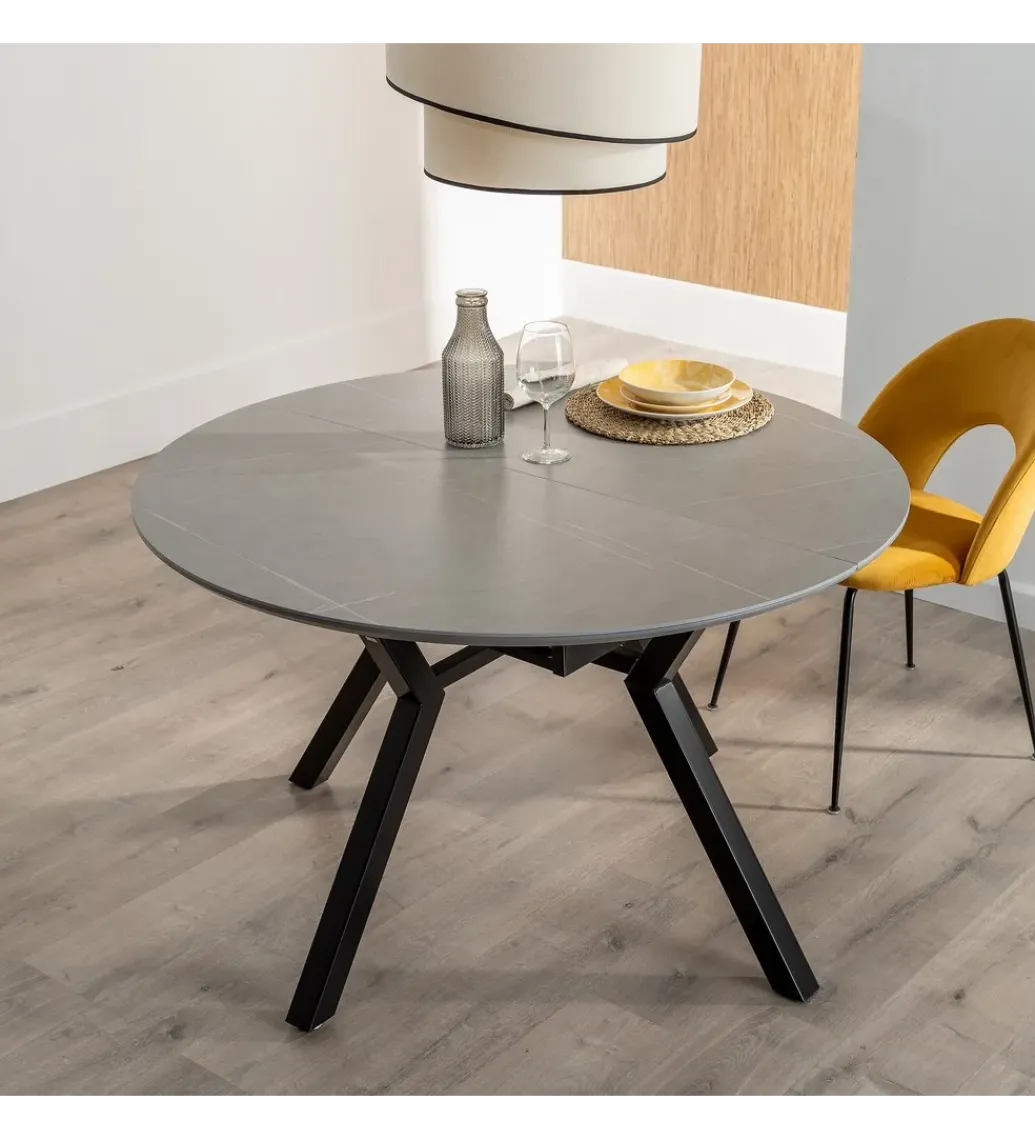 Stół rozkładany PATARASO 120 cm ceramika szara nogi czarne*Zona-Design Sale