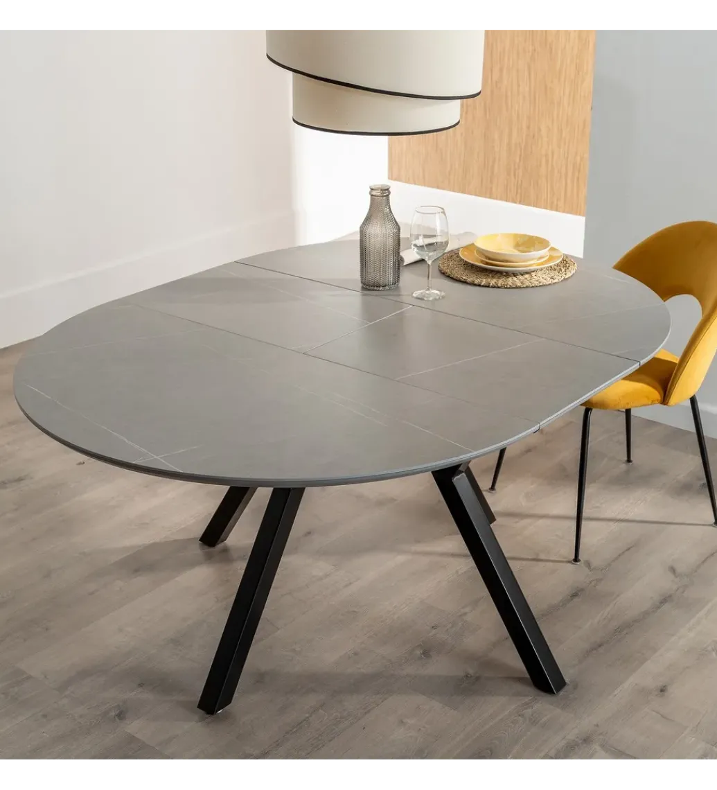 Stół rozkładany PATARASO 120 cm ceramika szara nogi czarne*Zona-Design Sale