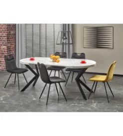 Stół rozkładany PERONI II 100 cm - 250 cm w optyce białego marmuru*Halmar Online