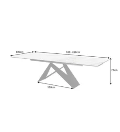Stół rozkładany PLATON Prometheus 180 cm - 260 cm ceramika w optyce marmuru*Invicta Interior Outlet