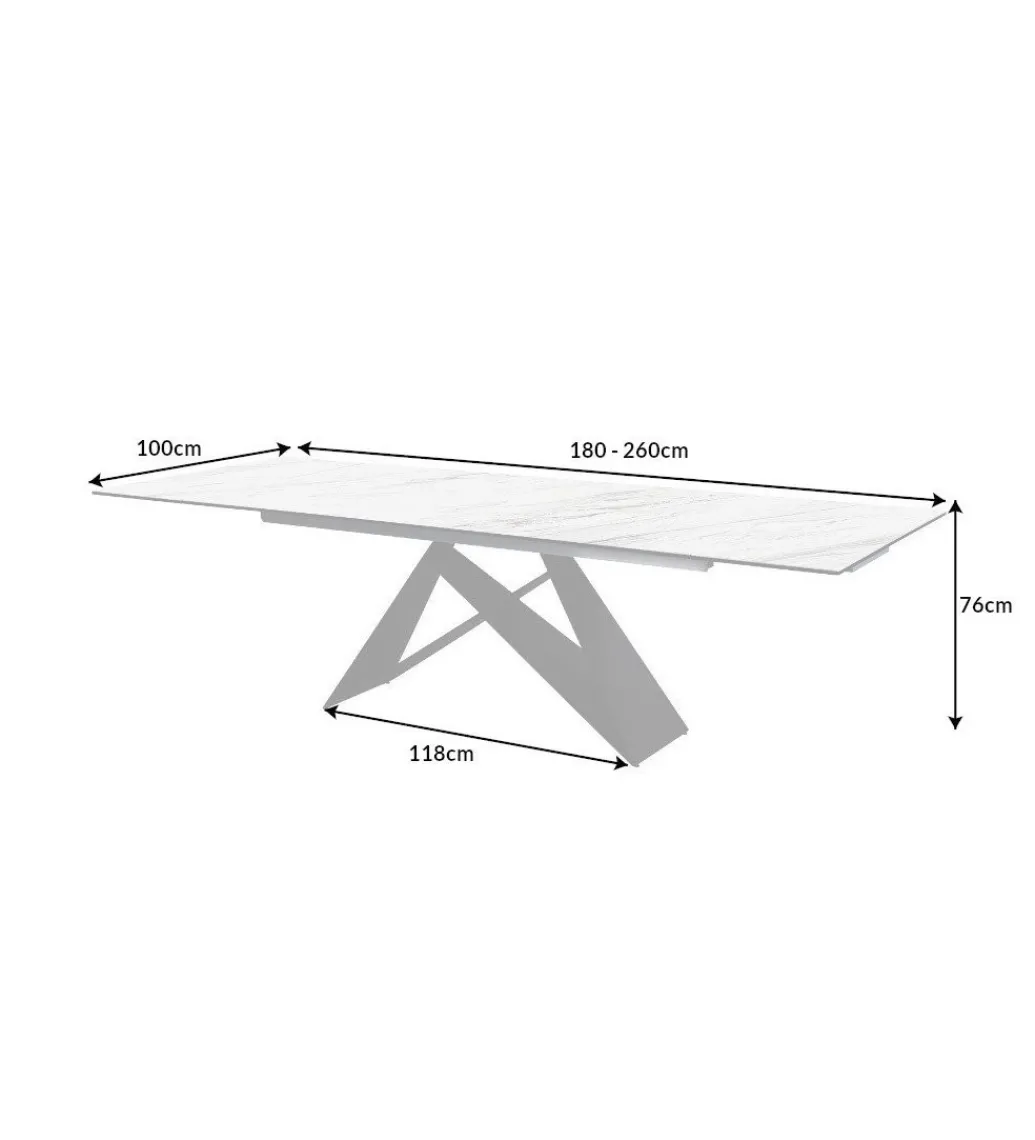 Stół rozkładany PLATON Prometheus 180 cm - 260 cm ceramika w optyce marmuru*Invicta Interior Outlet