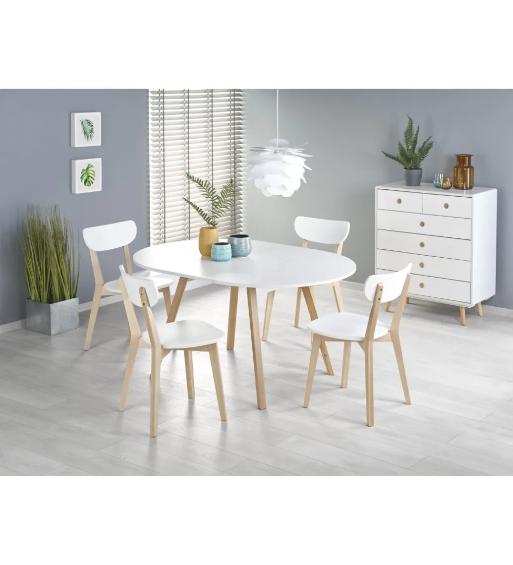 Stół rozkładany RUBEN 102 cm - 142 cm w kolorze białym*Halmar Sale