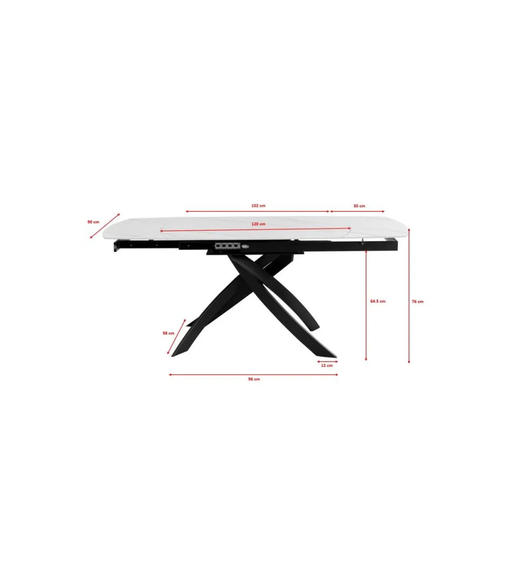 Stół rozkładany TWIST od 120 do 180 cm ceramika w optyce kamienia*KDesign Outlet