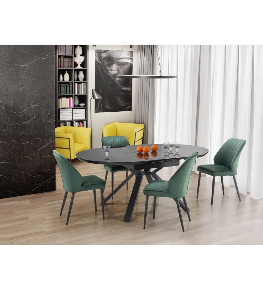 Stół rozkładany VERTIGO 130 cm - 180 cm w optyce czarnego marmuru*Halmar New