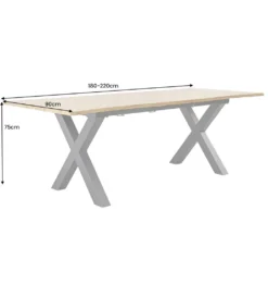 Stół rozkładany WILD 180-220 cm wygląd naturalnego dębu dzikiego rozkładany*Invicta Interior New