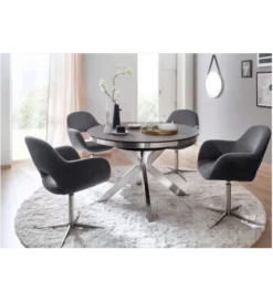Stół rozkładany WINNIPEG 120 cm - 160 cm antracytowo srebrny*MCA Outlet