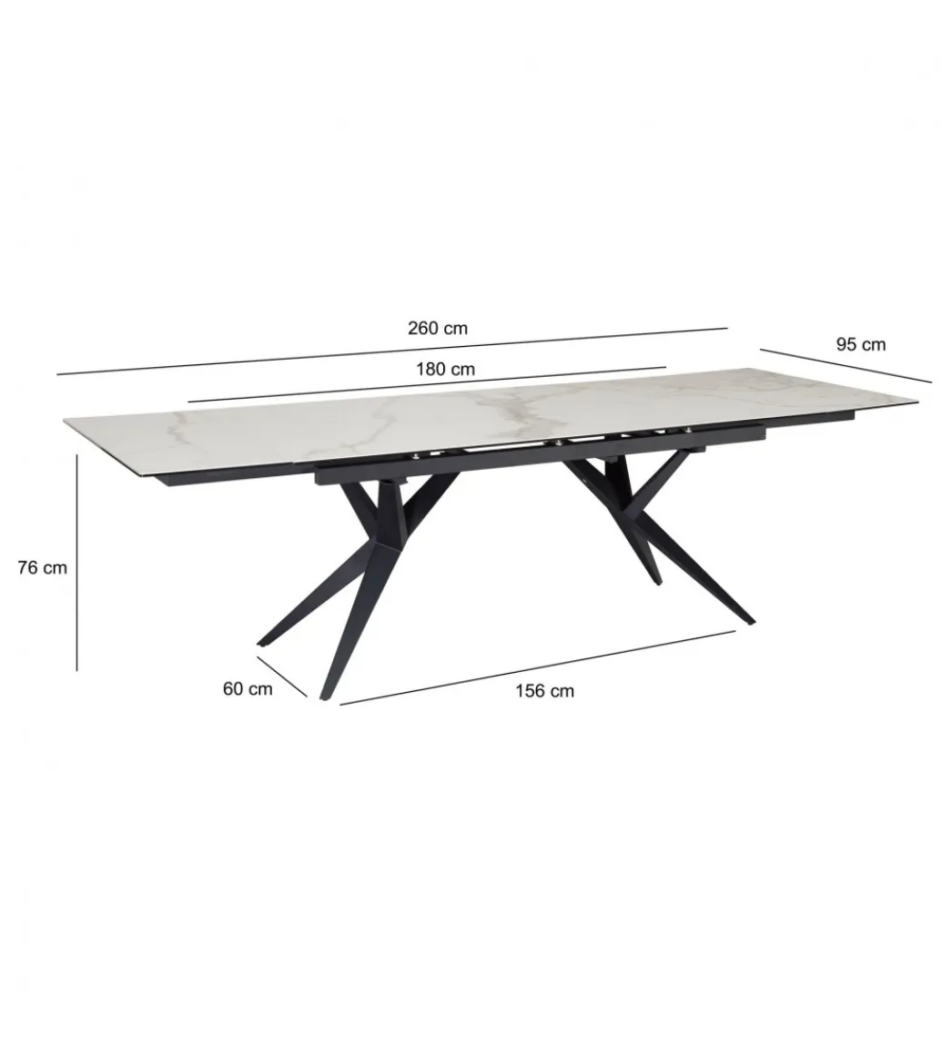 Stół rozkładany WOHNLING od 180 od 260 cm ceramika w optyce marmuru nogi Y*WOHNLING, GERMANY Sale