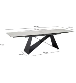 Stół rozkładany WOHNLING od 180 od 260 cm ceramika w optyce marmuru nogi X*WOHNLING, GERMANY Sale