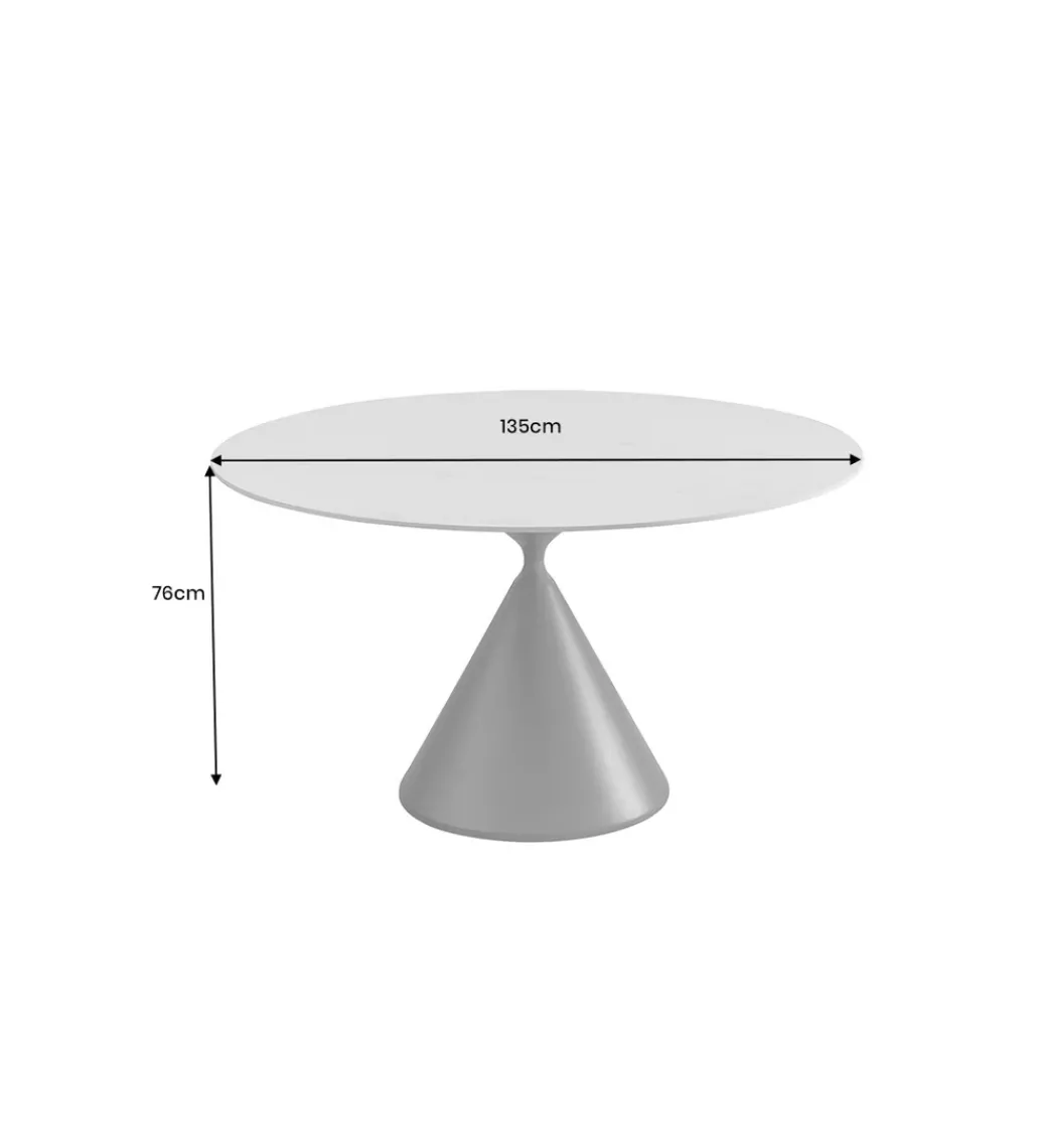 Stół SIGNATURE 135 cm okrągły blat ceramika w optyce białego marmuru*Invicta Interior Online