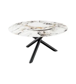 Stół SPIN 150 cm ceramiczny marmur biały z obrotowym wynajmowanym blatem*Invicta Interior - przedsprzedaż Online