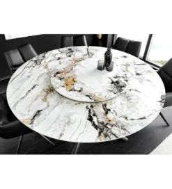 Stół SPIN 150 cm ceramiczny marmur biały z obrotowym wynajmowanym blatem*Invicta Interior - przedsprzedaż Online