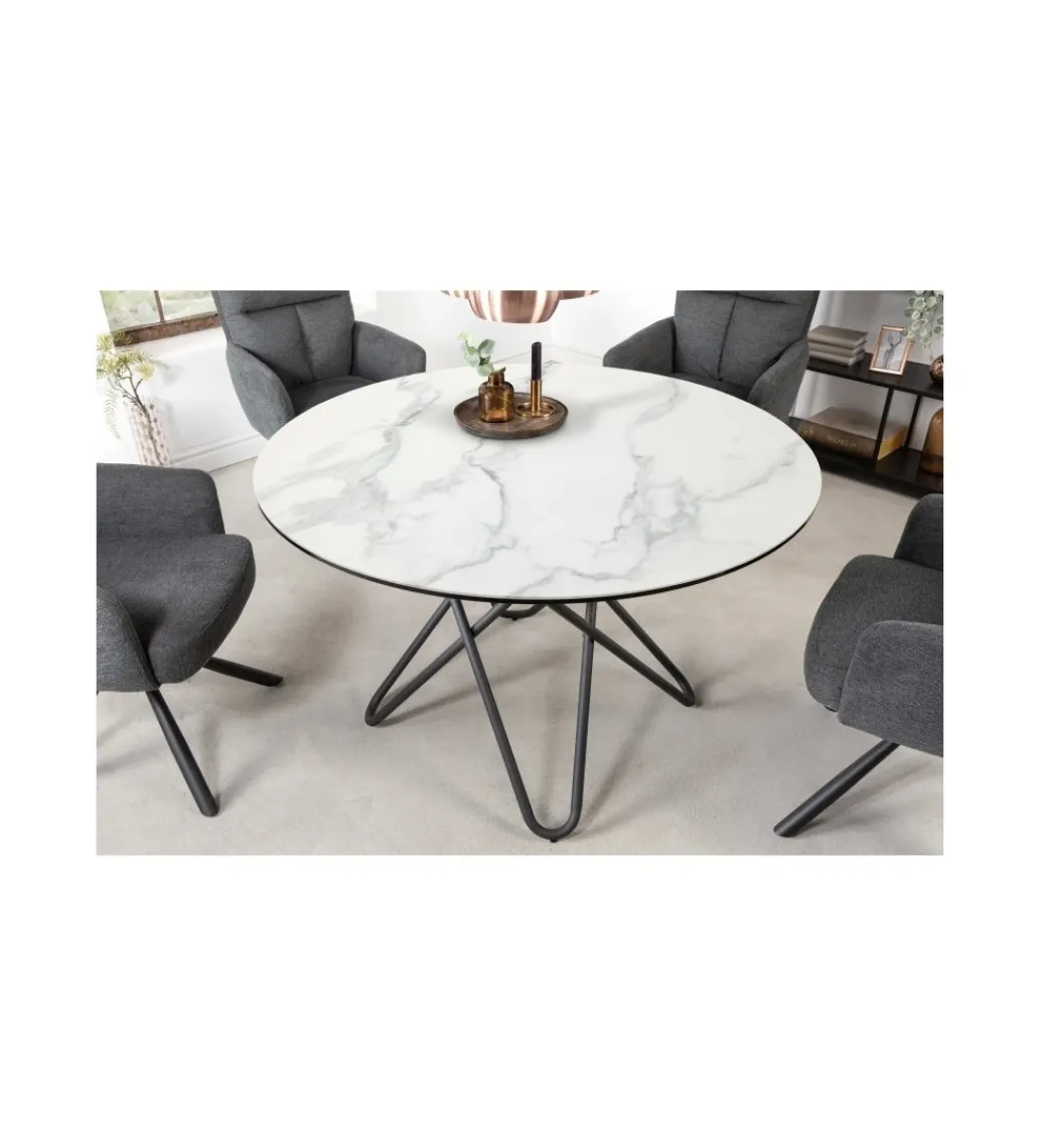 Stół TARANTO 120 cm ceramika w optyce białego marmuru*Invicta Interior Hot