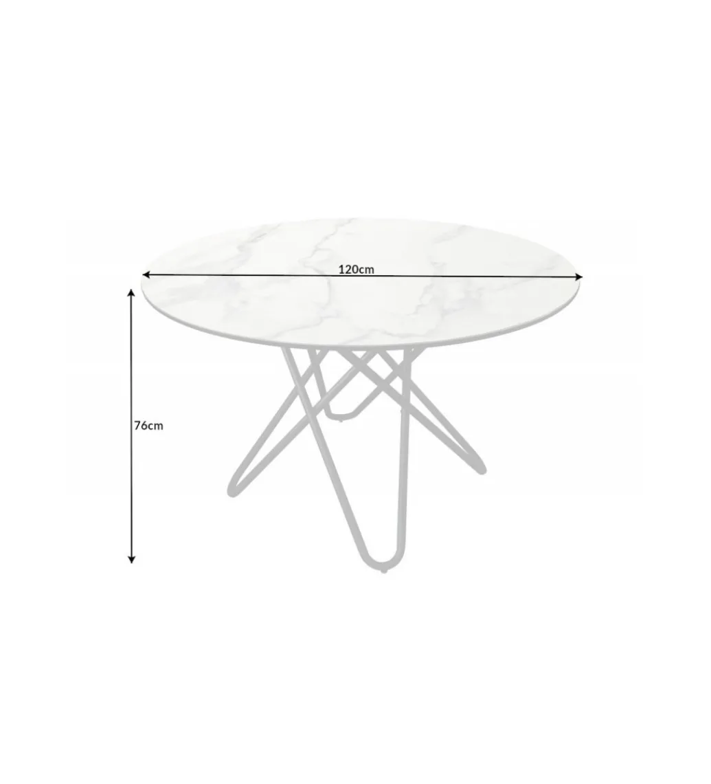 Stół TARANTO 120 cm ceramika w optyce białego marmuru*Invicta Interior Hot