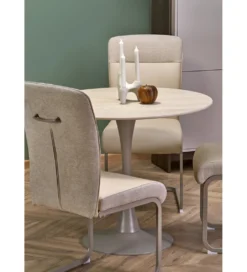Stół TOLIO 90 cm blat w optyce trawertynu podstawa kaszmir*Halmar Online