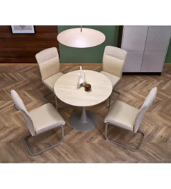 Stół TOLIO 90 cm blat w optyce trawertynu podstawa kaszmir*Halmar Online