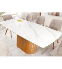 Stół UNIQUE 200 cm drewno dębowe biały ceramiczny blat*Invicta Interior Clearance
