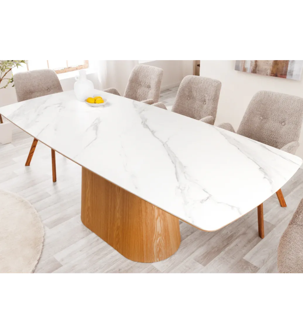 Stół UNIQUE 200 cm drewno dębowe biały ceramiczny blat*Invicta Interior Clearance
