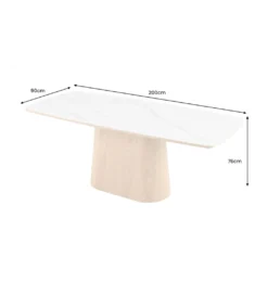 Stół UNIQUE 200 cm drewno dębowe biały ceramiczny blat*Invicta Interior Clearance