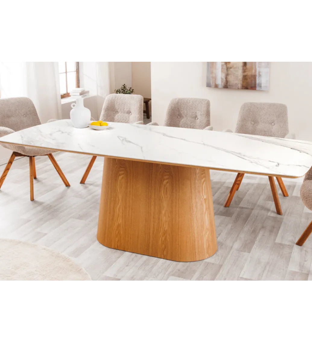 Stół UNIQUE 200 cm drewno dębowe biały ceramiczny blat*Invicta Interior Clearance