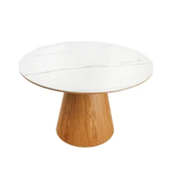 Stół UNIQUE 120 cm drewno dębowe blat ceramika w optyce białego marmuru*Invicta Interior Sale