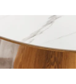 Stół UNIQUE 120 cm drewno dębowe blat ceramika w optyce białego marmuru*Invicta Interior Sale