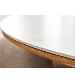 Stół UNIQUE 120 cm drewno dębowe blat ceramika w optyce białego marmuru*Invicta Interior Sale