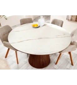 Stół UNIQUE 120 cm drewno orzecha biały ceramiczny blat*Invicta Interior Hot