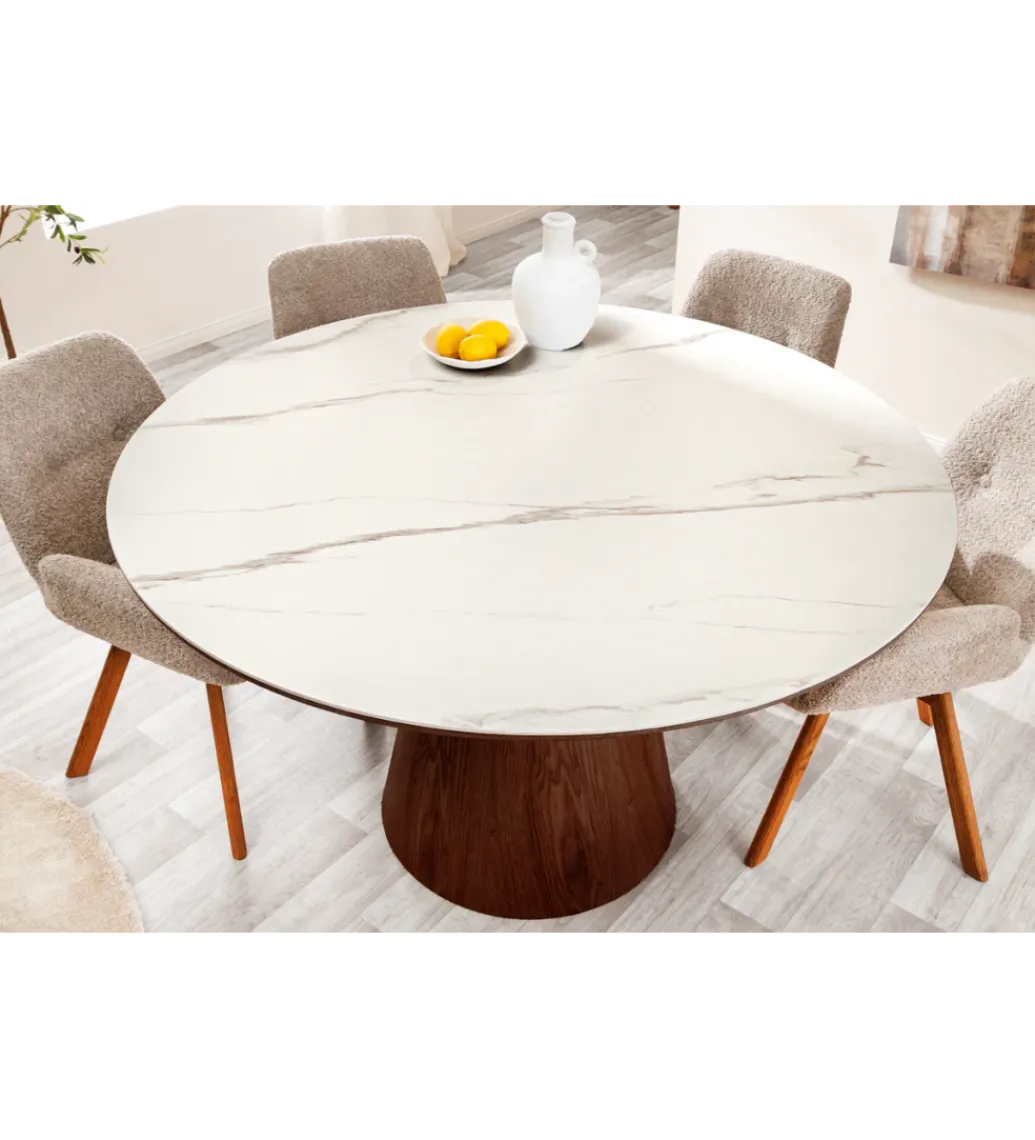 Stół UNIQUE 120 cm drewno orzecha biały ceramiczny blat*Invicta Interior Hot
