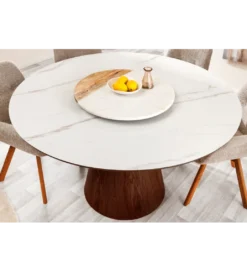 Stół UNIQUE 120 cm drewno orzecha biały ceramiczny blat*Invicta Interior Hot