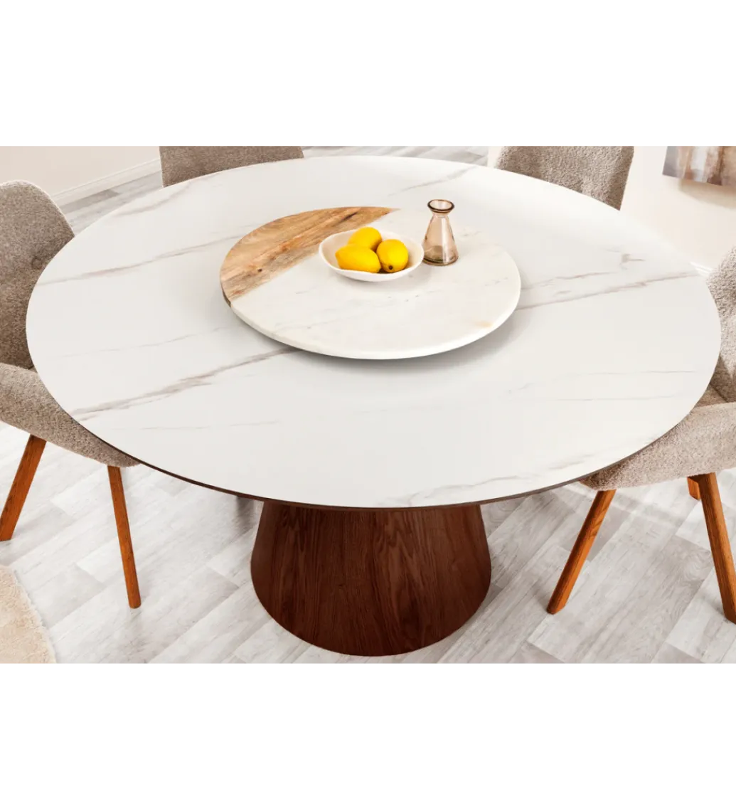 Stół UNIQUE 120 cm drewno orzecha biały ceramiczny blat*Invicta Interior Hot