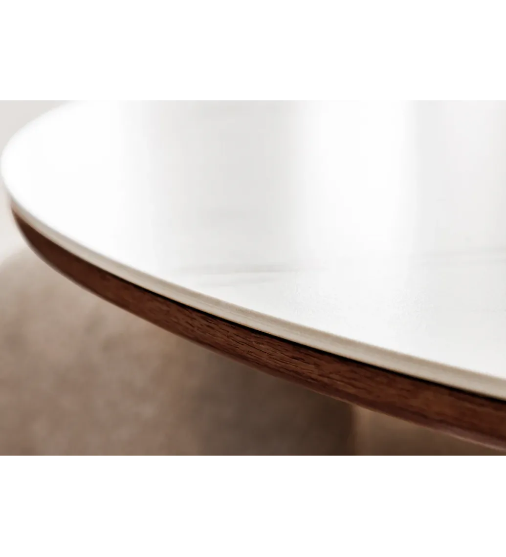 Stół UNIQUE 120 cm drewno orzecha biały ceramiczny blat*Invicta Interior Hot