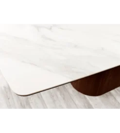 Stół UNIQUE 200 cm drewno orzechowe blat ceramika w optyce białego marmuru*Invicta Interior Online