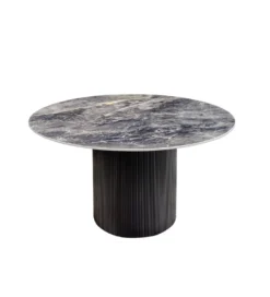 Stół UNIQUE 120 cm okrągły ceramiczny blat efekt czarny marmur*Invicta Interior Best